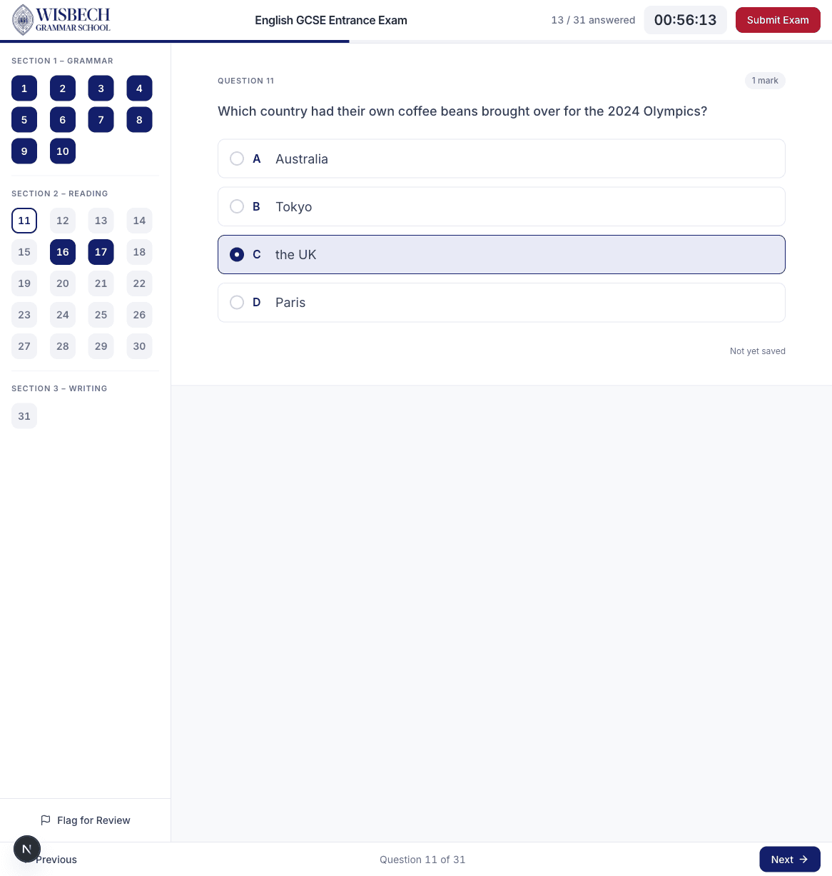 Reading comprehension question